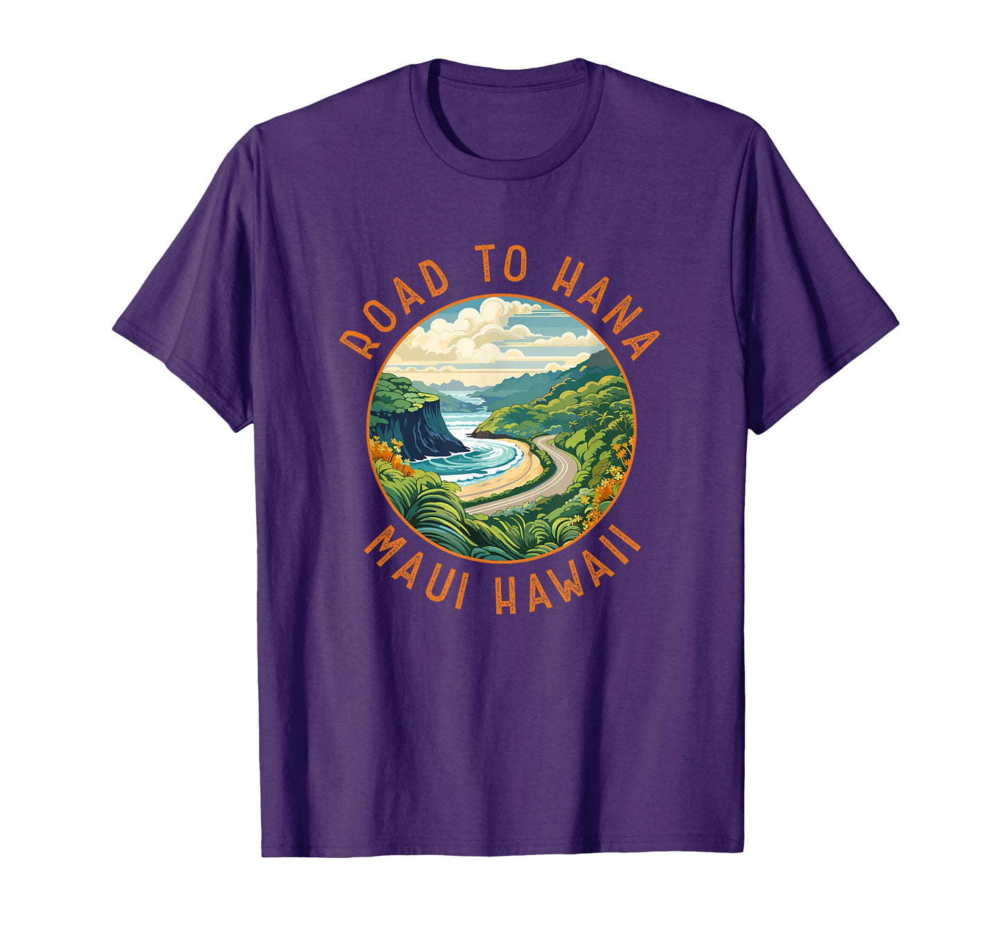 Road to Hana Maui Hawaii Distressed Circle T-Shirt