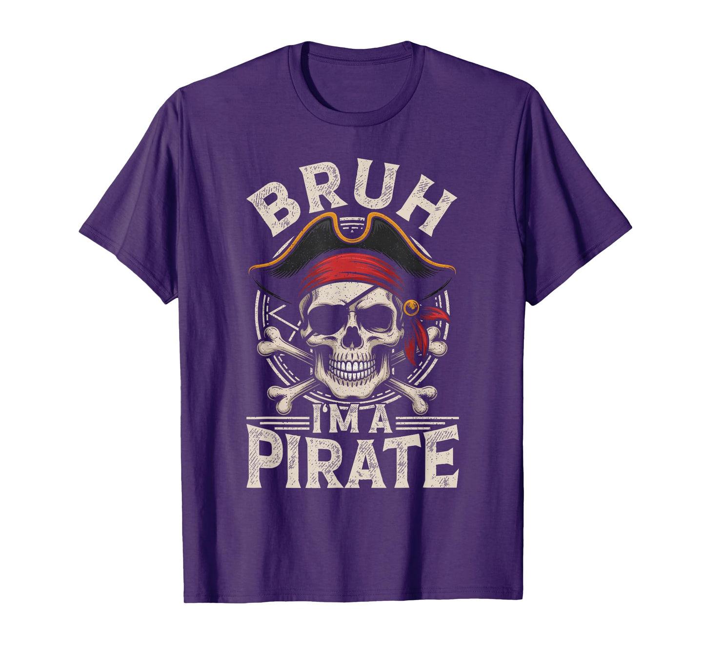 Bruh I'm A Pirate Retro Funny Lazy Skull Costume Halloween T-Shirt