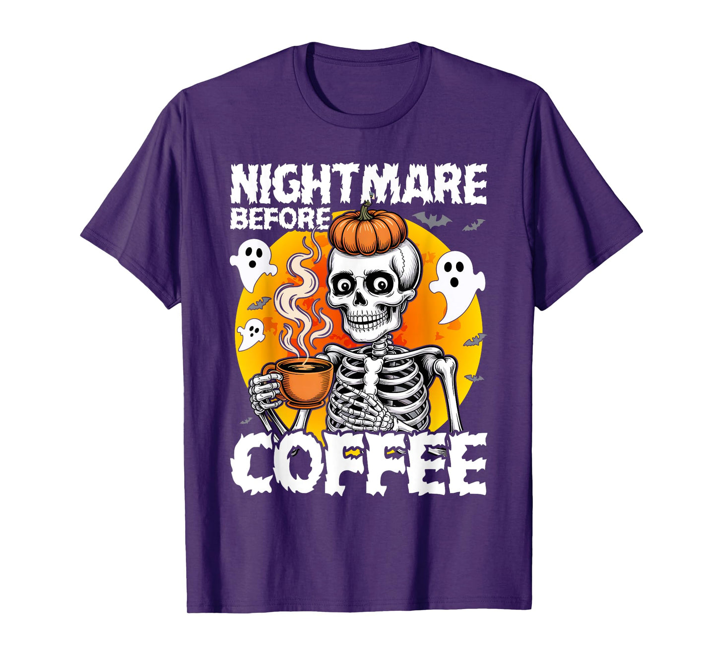 Nightmare Before Coffee Christmas Skeleton Funny Halloween T-Shirt