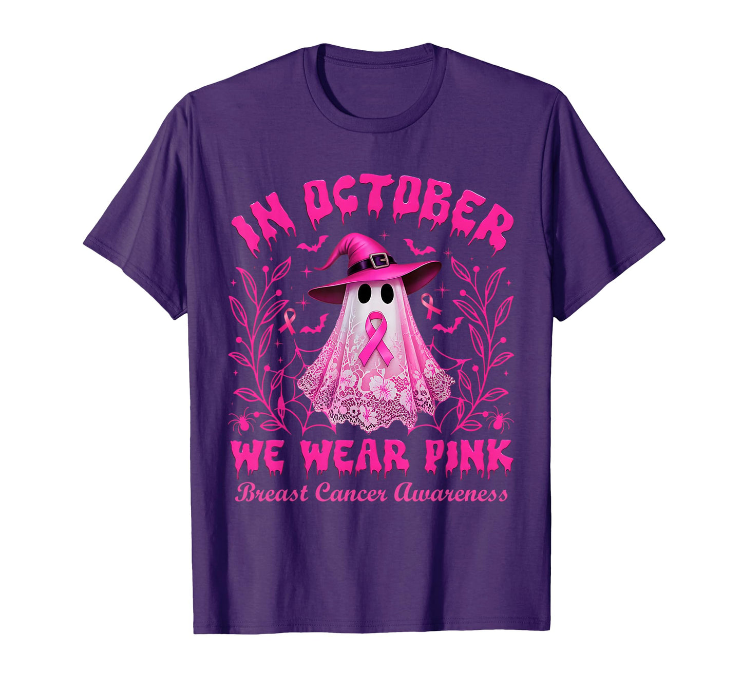 Breast Cancer Halloween Women in October We Wear Pink T-Shirt