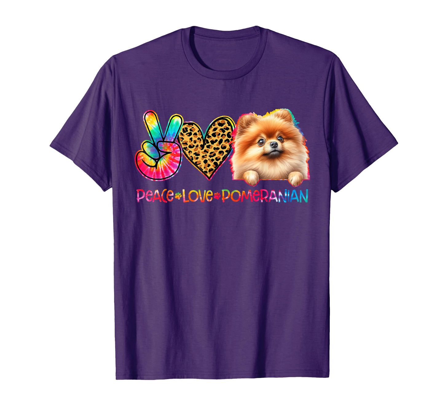 Peace Love Pomeranian Tie Dye Dog Lover T-Shirt