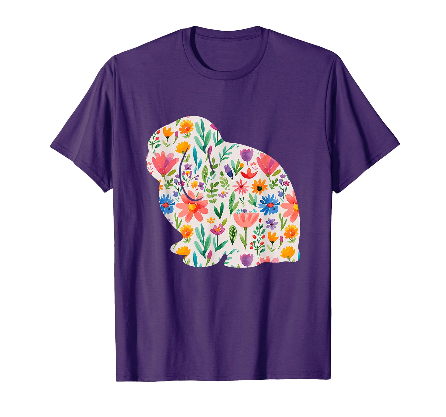 Holland Lop Bunny Rabbit watercolor flowers design T-Shirt
