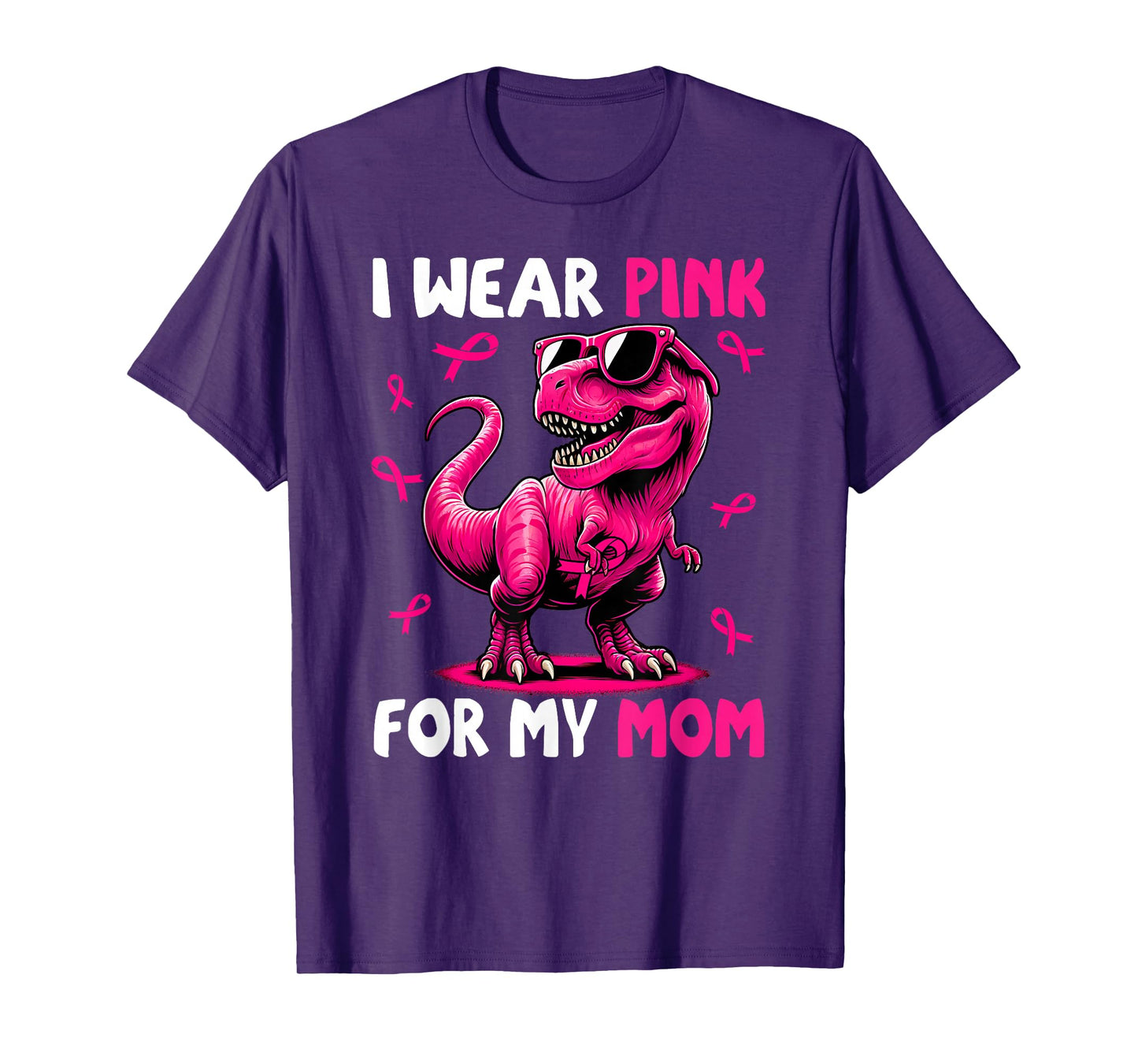 I Wear Pink For My Mom T-rex Dinosaur Breast Cancer T-Shirt