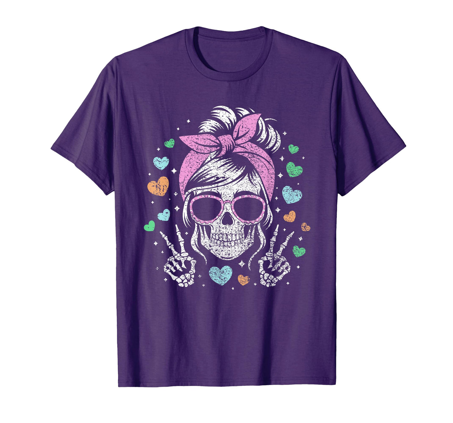 Peace Love Messy Bun Skeleton Hair Cool T-Shirt