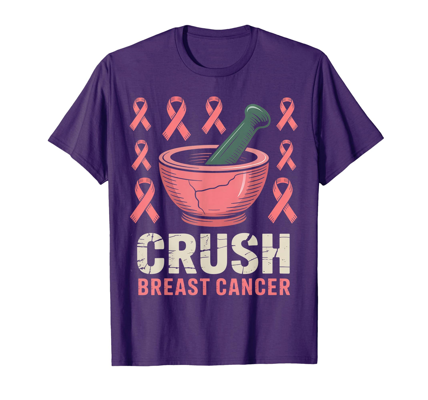 Crush Breast Cancer Awareness Pink Ribbon Pharmacy Retro T-Shirt