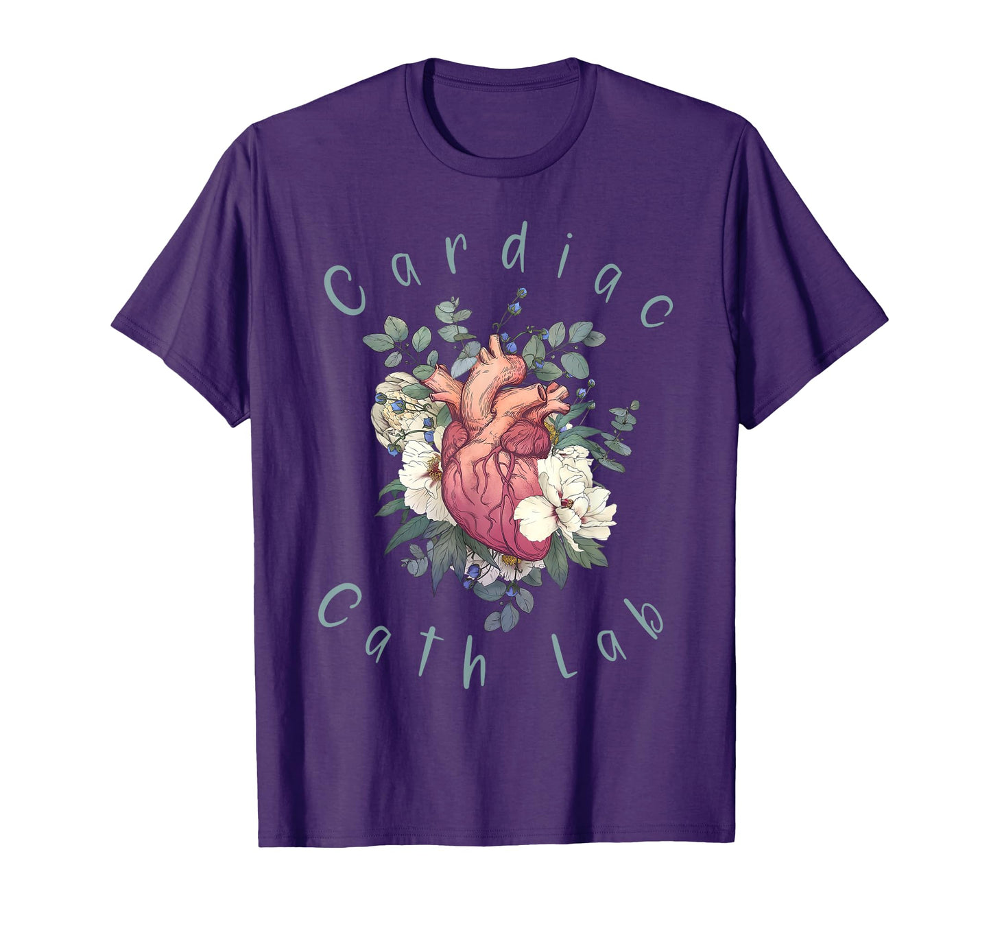 Cardiac Cath Lab Nurse Anatomy Heart Floral Cardiology T-Shirt