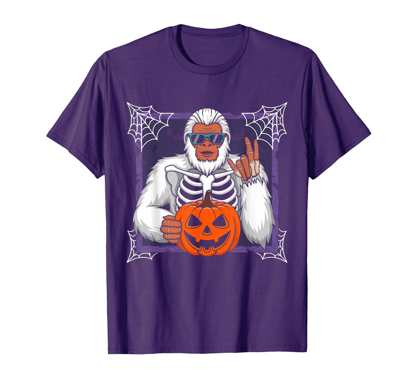 Spooky Bigfoot Jack O Lantern Skeleton Halloween Boys & Men T-Shirt