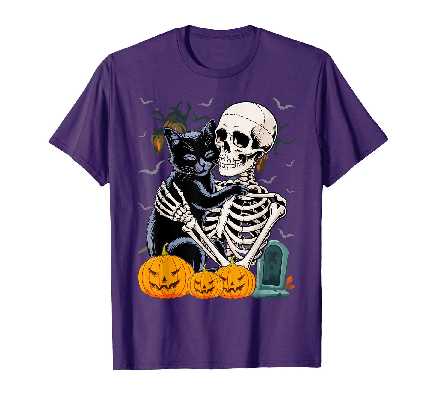 Skeleton and Black Cat Pet Halloween Costume T-Shirt
