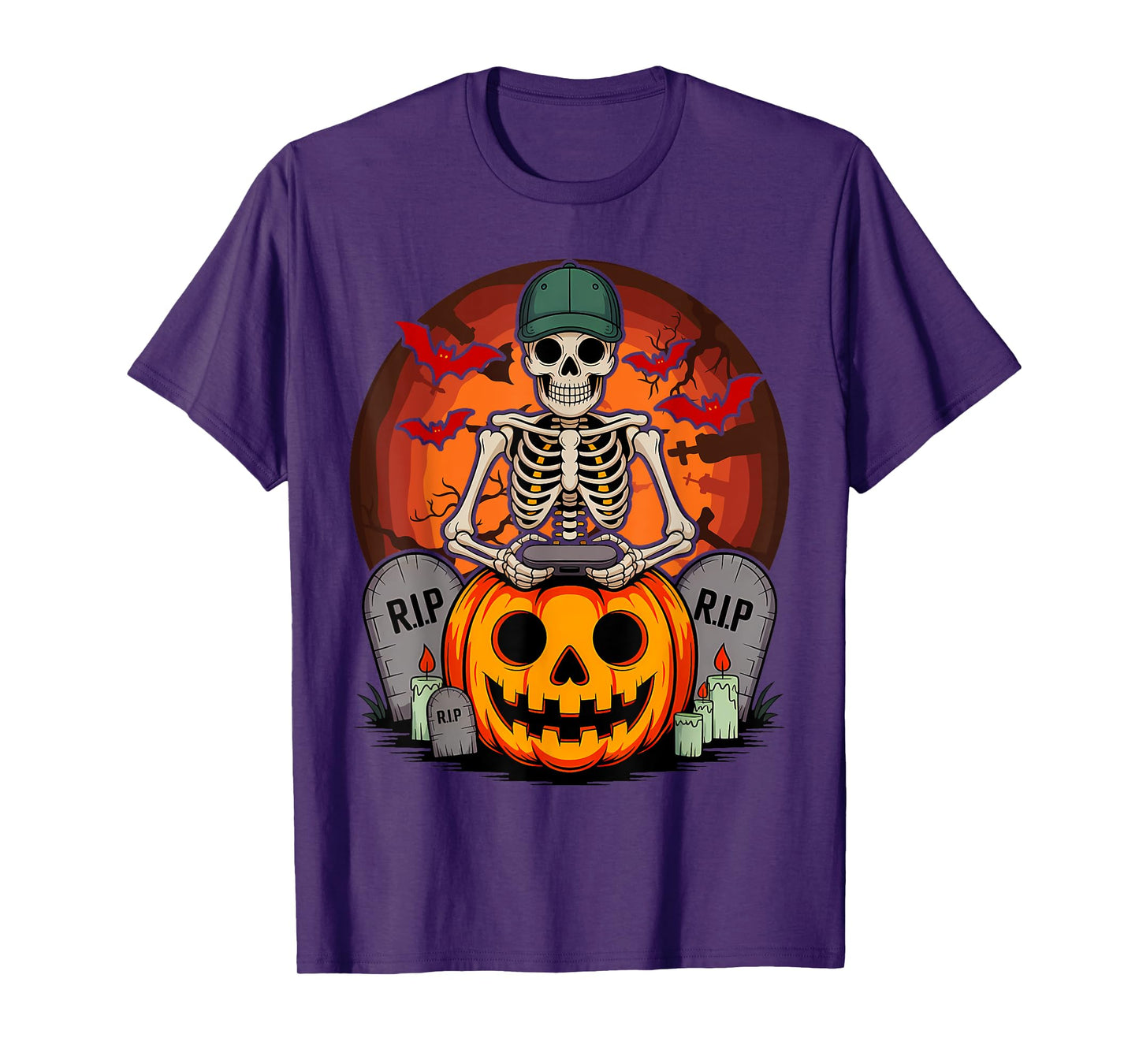 Halloween Gamer Skeleton Funny Gaming Costume Men Boys T-Shirt