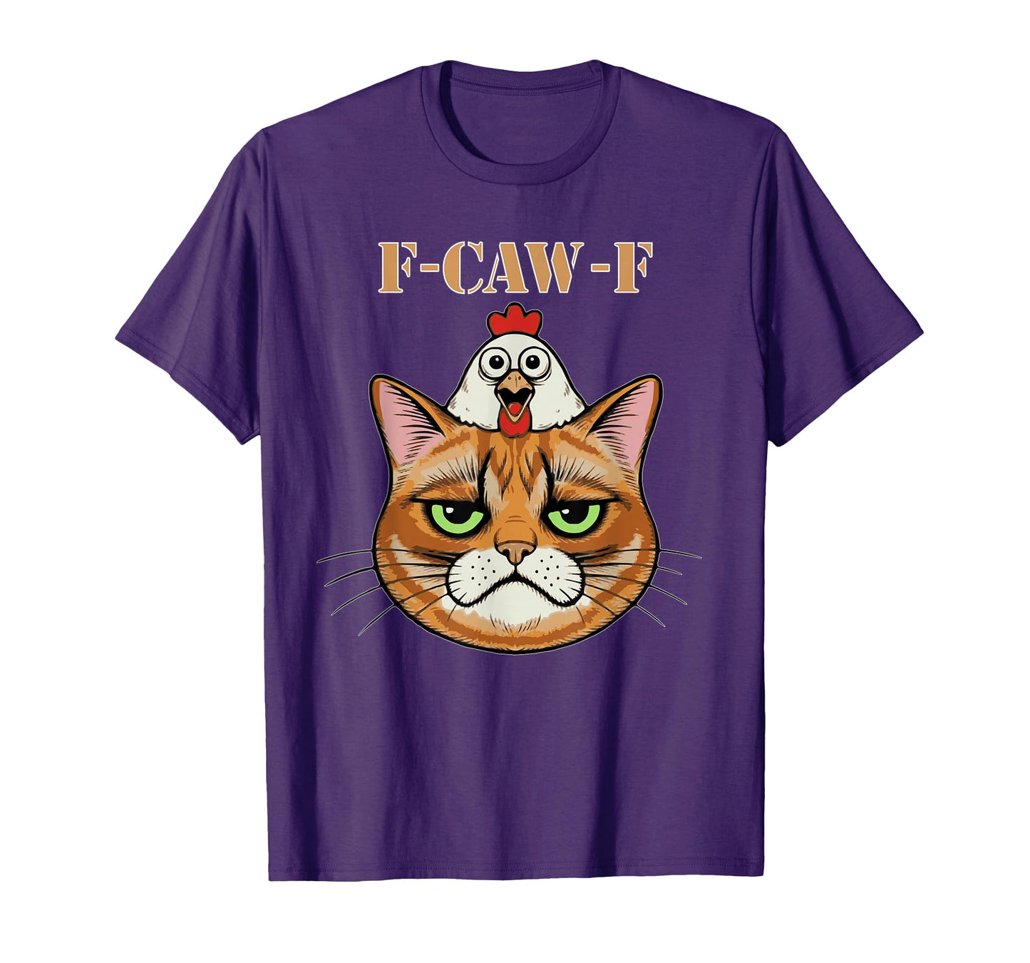 Funny F-CAW-F Cat and Chicken Meme T-Shirt