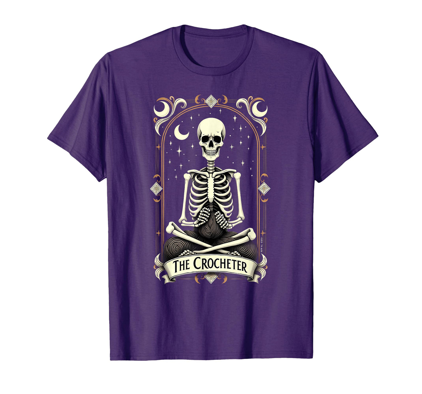 Gothic Tarot Card Crocheter Skeleton Halloween Quilter T-Shirt
