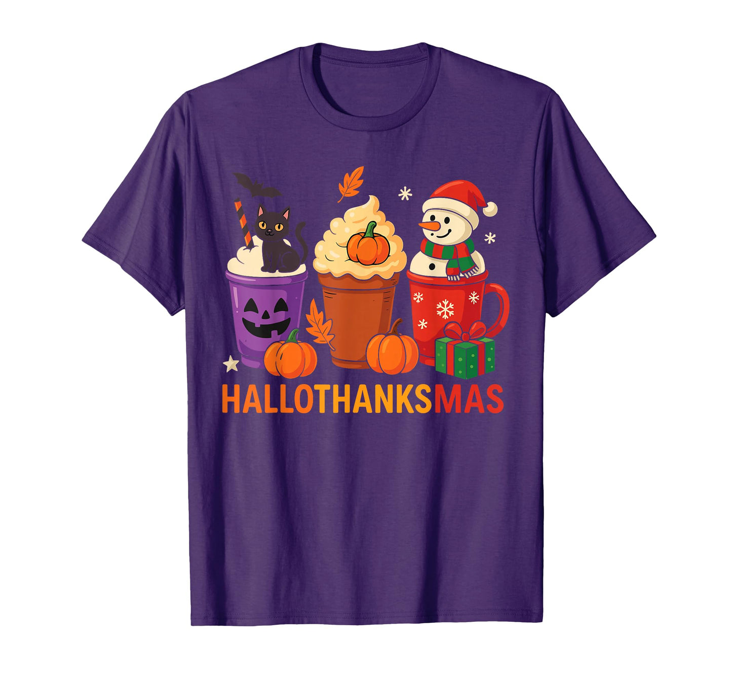Halloween Thanksgiving Christmas Happy HalloThanksMas T-Shirt