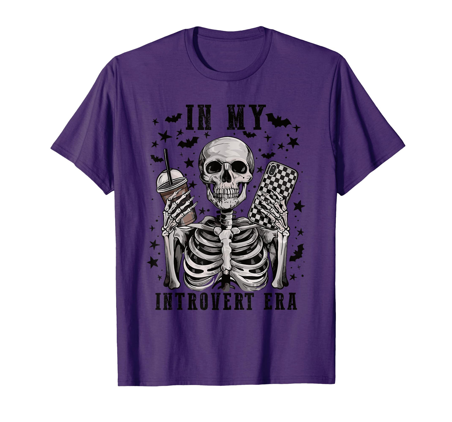 In My Introvert Era Retro Halloween Skeleton Coffee Womens T-Shirt