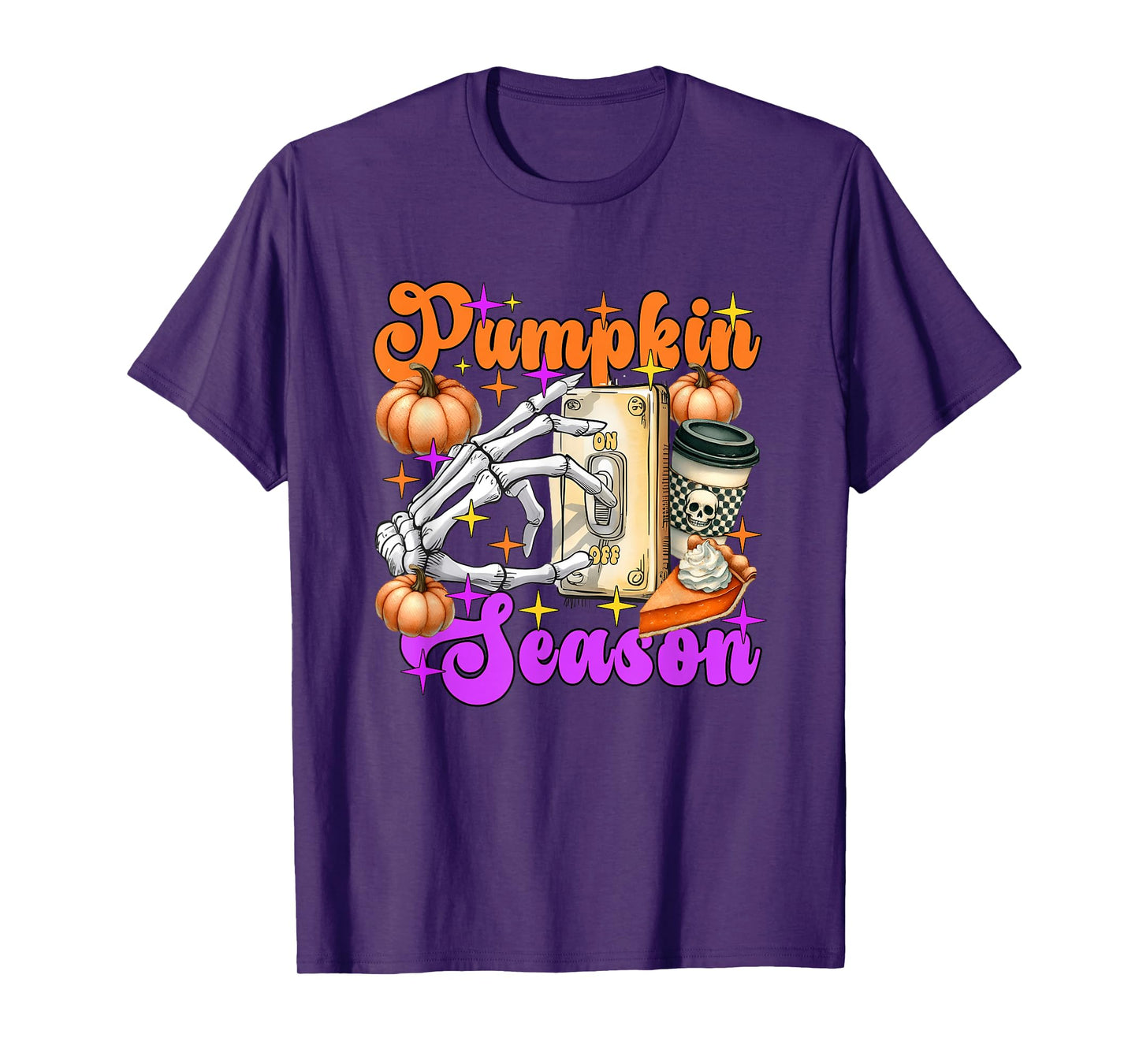 Pumpkin Season Skeleton Coffee Pie T-Shirt