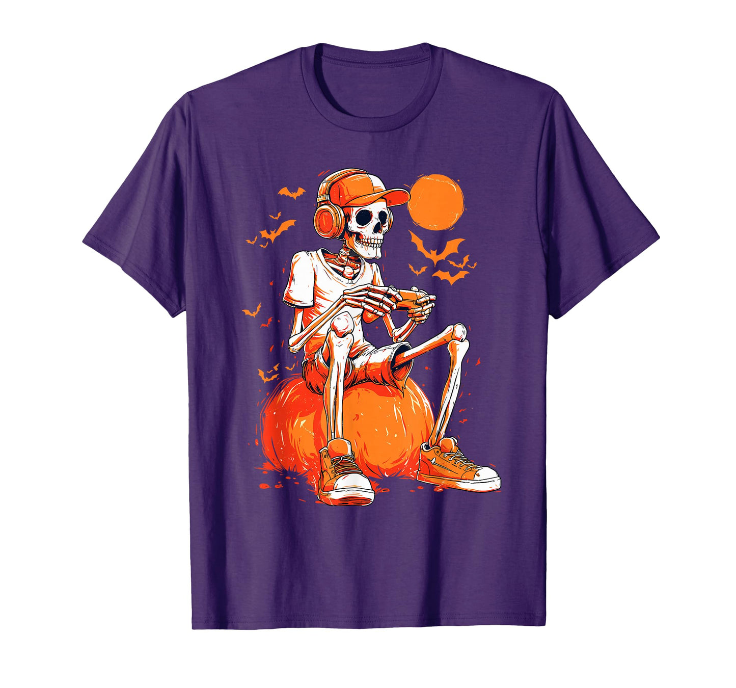 Halloween Skeleton Gamer Video Gaming Boys Men Kids Tees T-Shirt