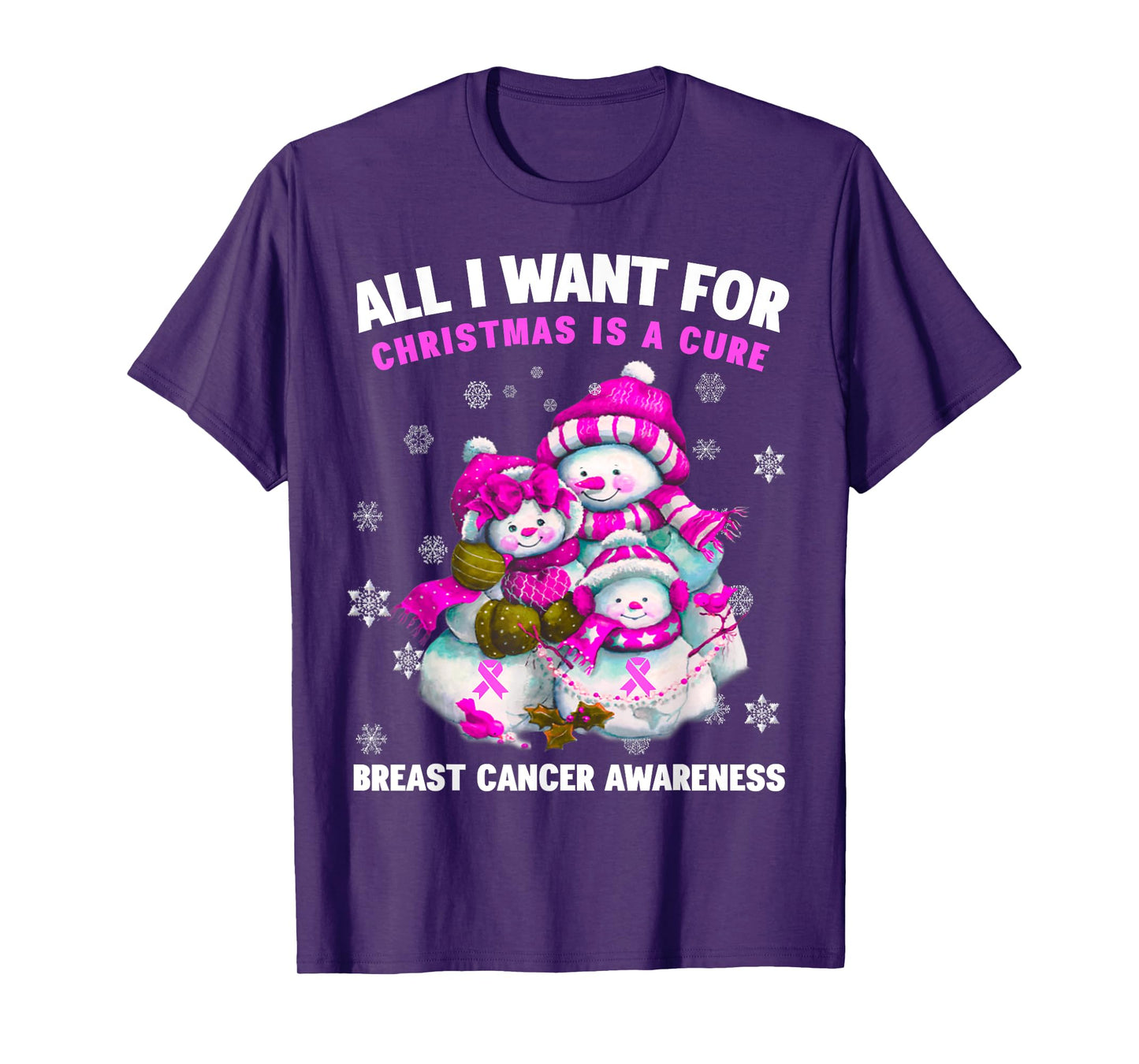 All I Want for Christmas is A Cure - Breast Cancer Awareness T-Shirt