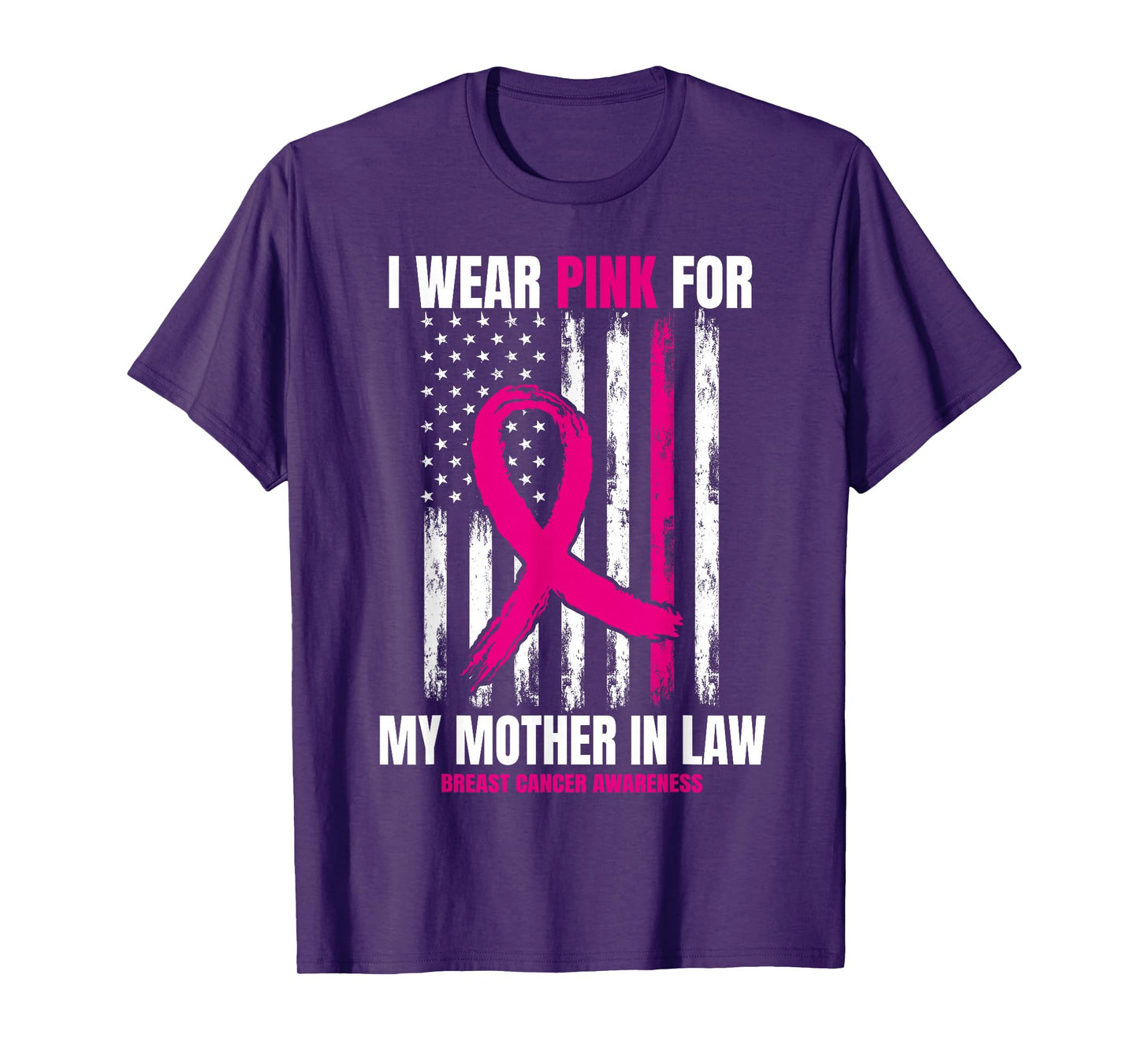 Pink Mom Mother In Law Breast Cancer Awareness American Flag T-Shirt