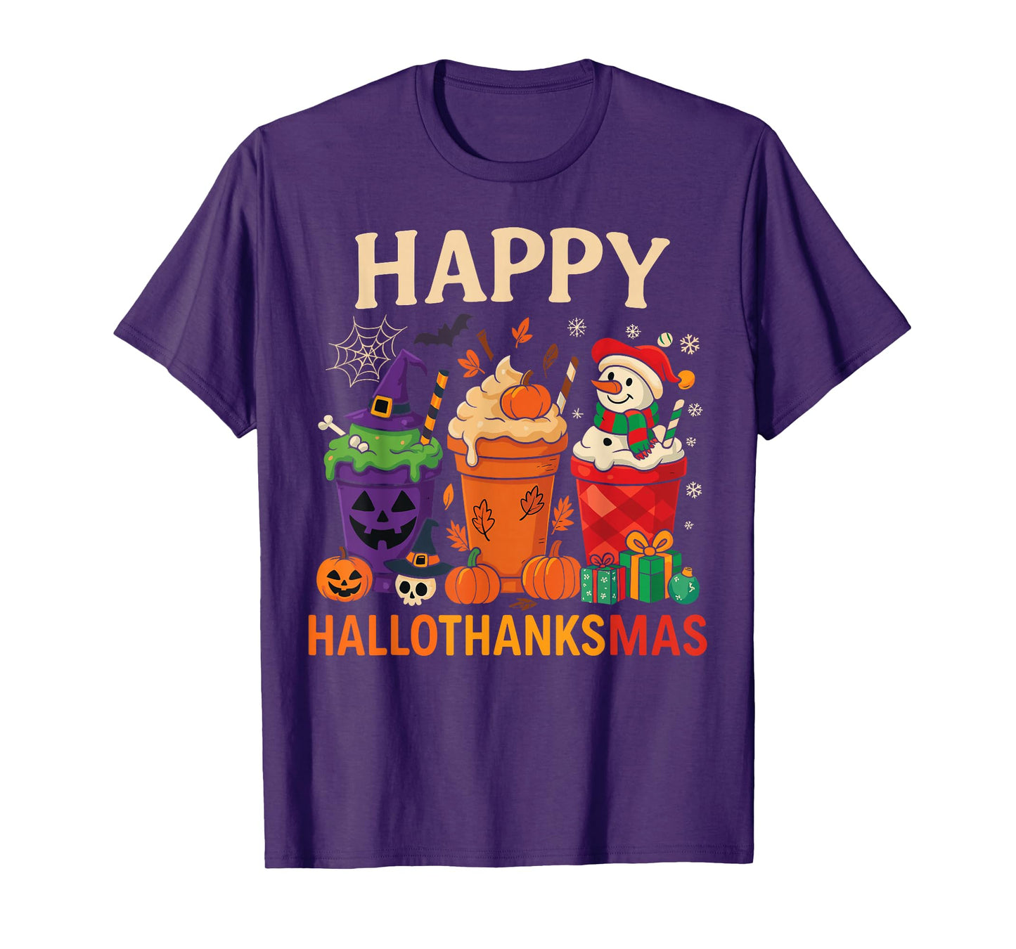 Halloween Thanksgiving Christmas Happy HalloThanksMas T-Shirt