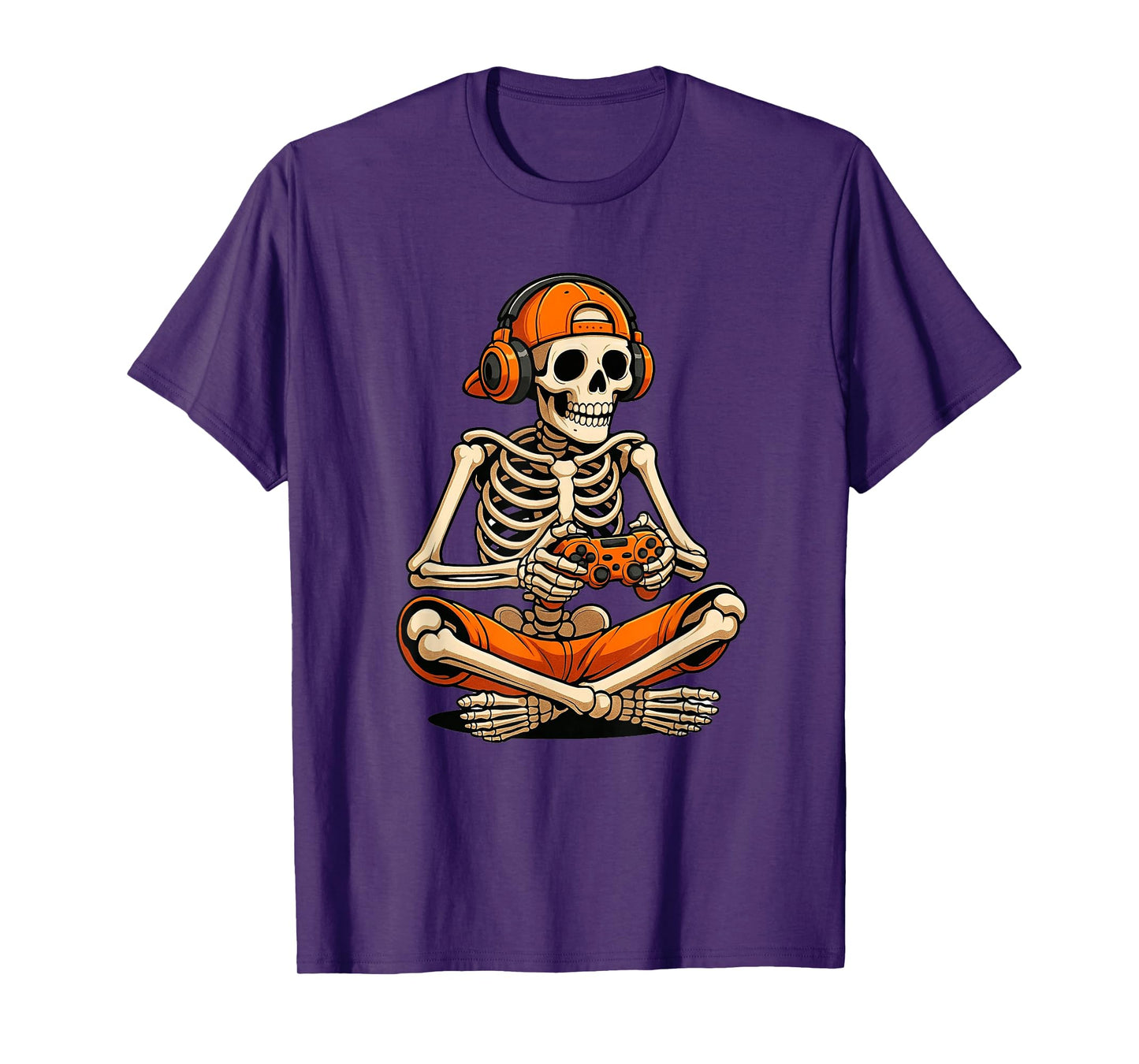 Funny Skeleton Gamer Halloween Video Game Costume Boys Men T-Shirt