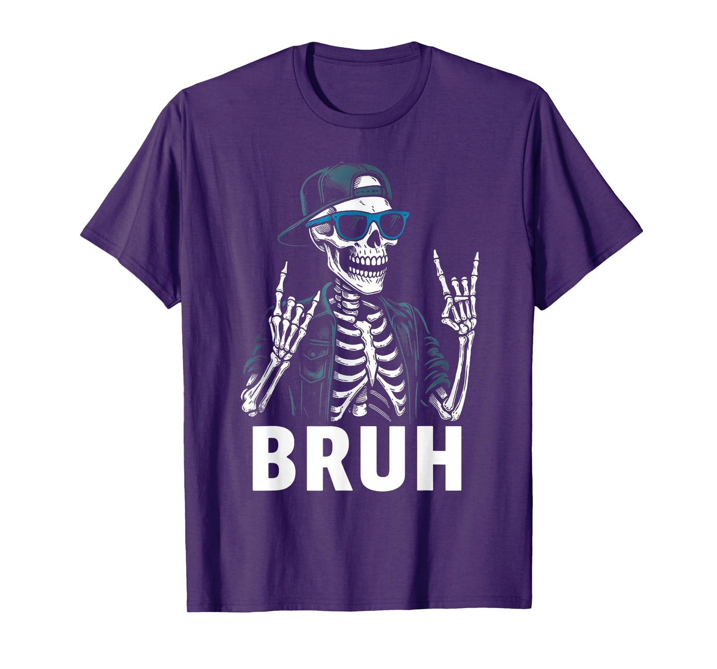 Cool Bruh Skeleton Rock On Halloween Men Teens Boys Kids T-Shirt