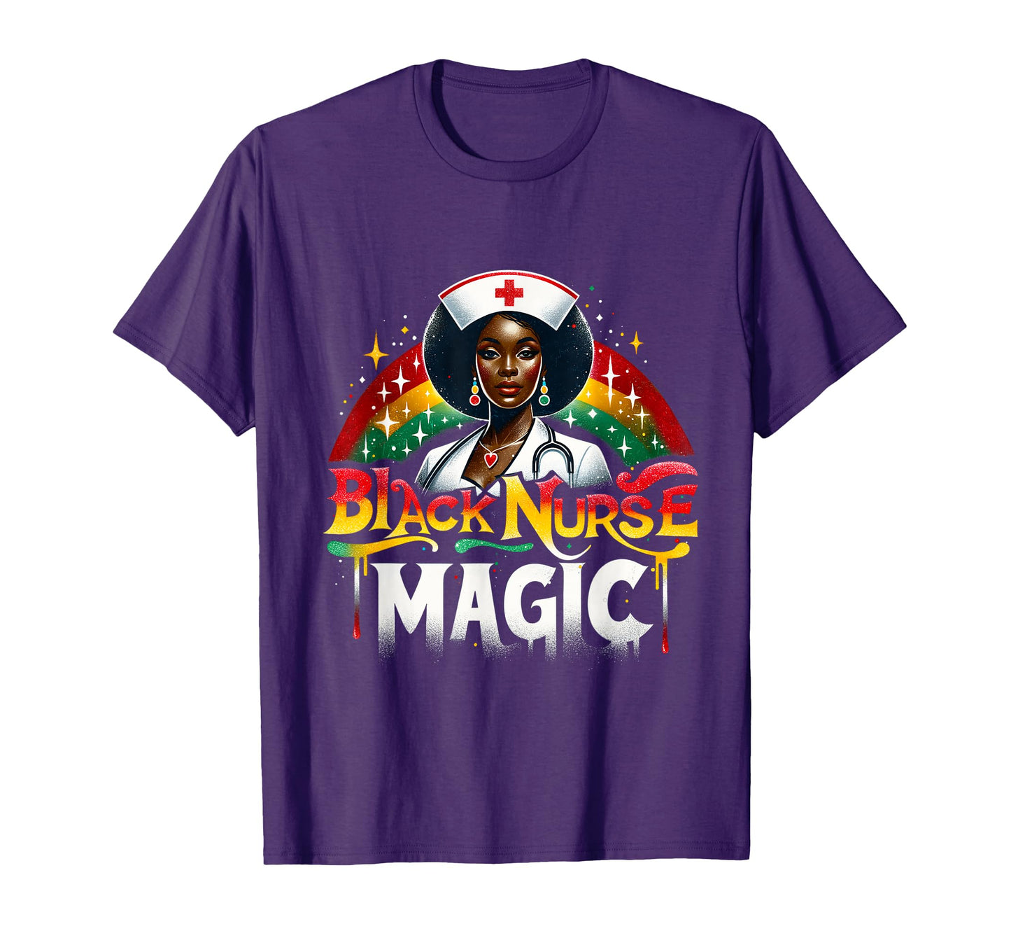 Black Nurse Afro Nurse Queen Black Women Magic Black History T-Shirt