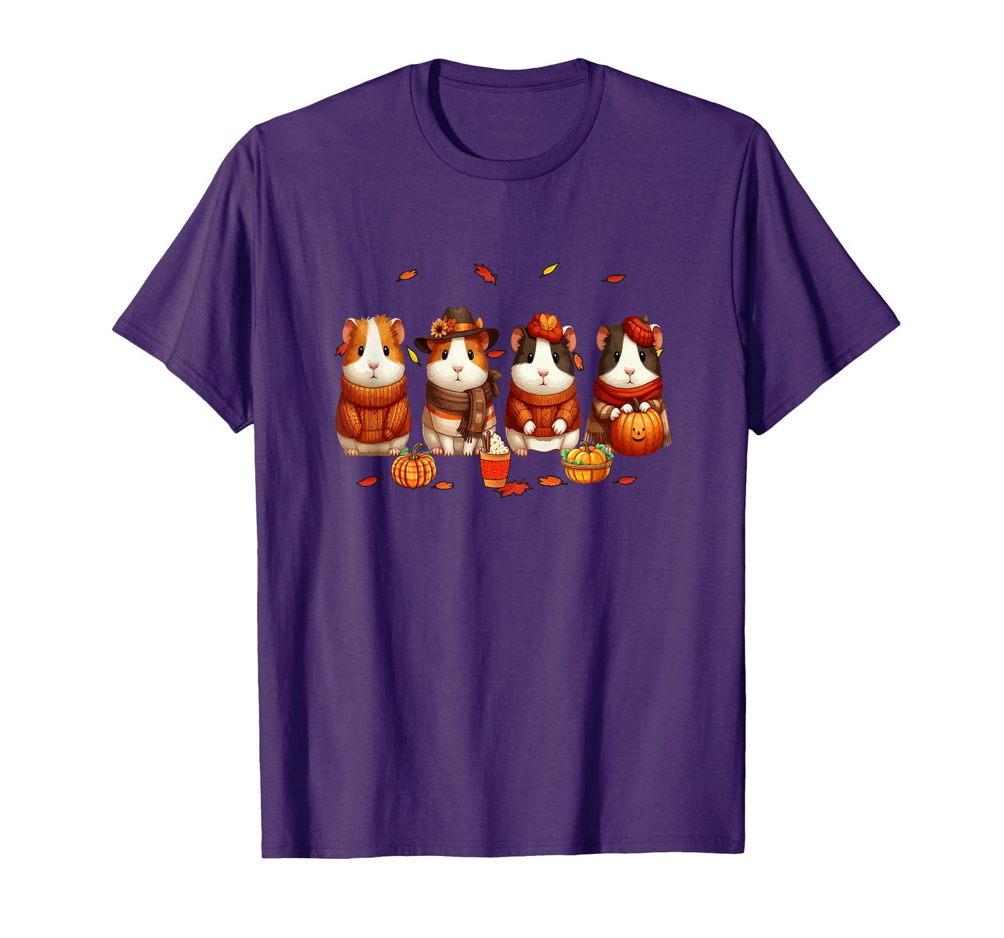Group Guinea Pigs Thanksgiving Pilgrim Fall Leaves Pumpkins T-Shirt