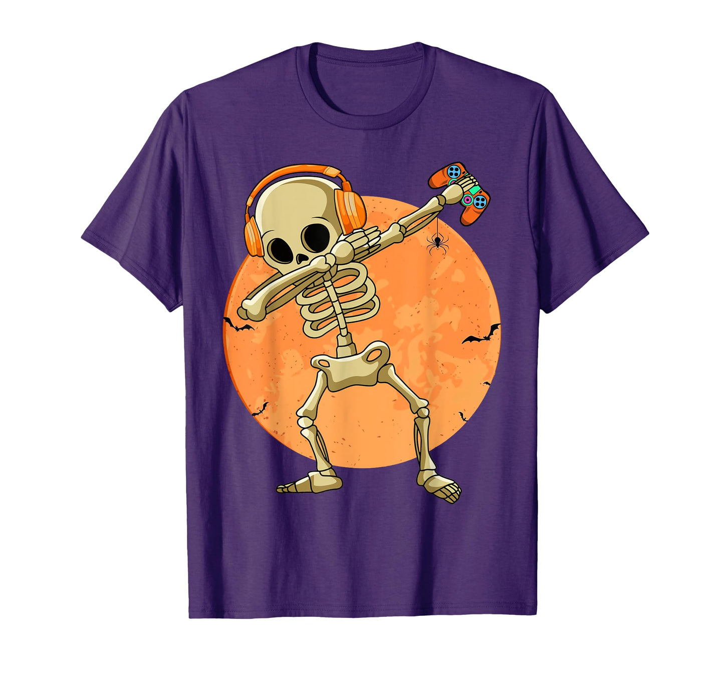 Halloween Moon Skeleton Gamer Video Games Boys Teen Gaming T-Shirt