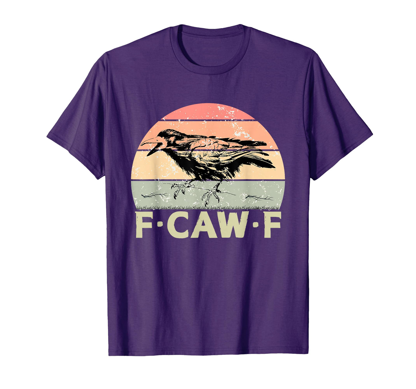 F-Caw-F Black Crow Black Bird Retro Sunset Vintage F-Caw-F T-Shirt