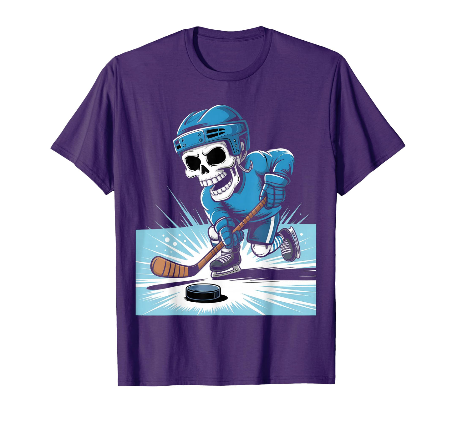 Skeleton Ice Hockey Halloween Costume Boys Men Funny Sport T-Shirt