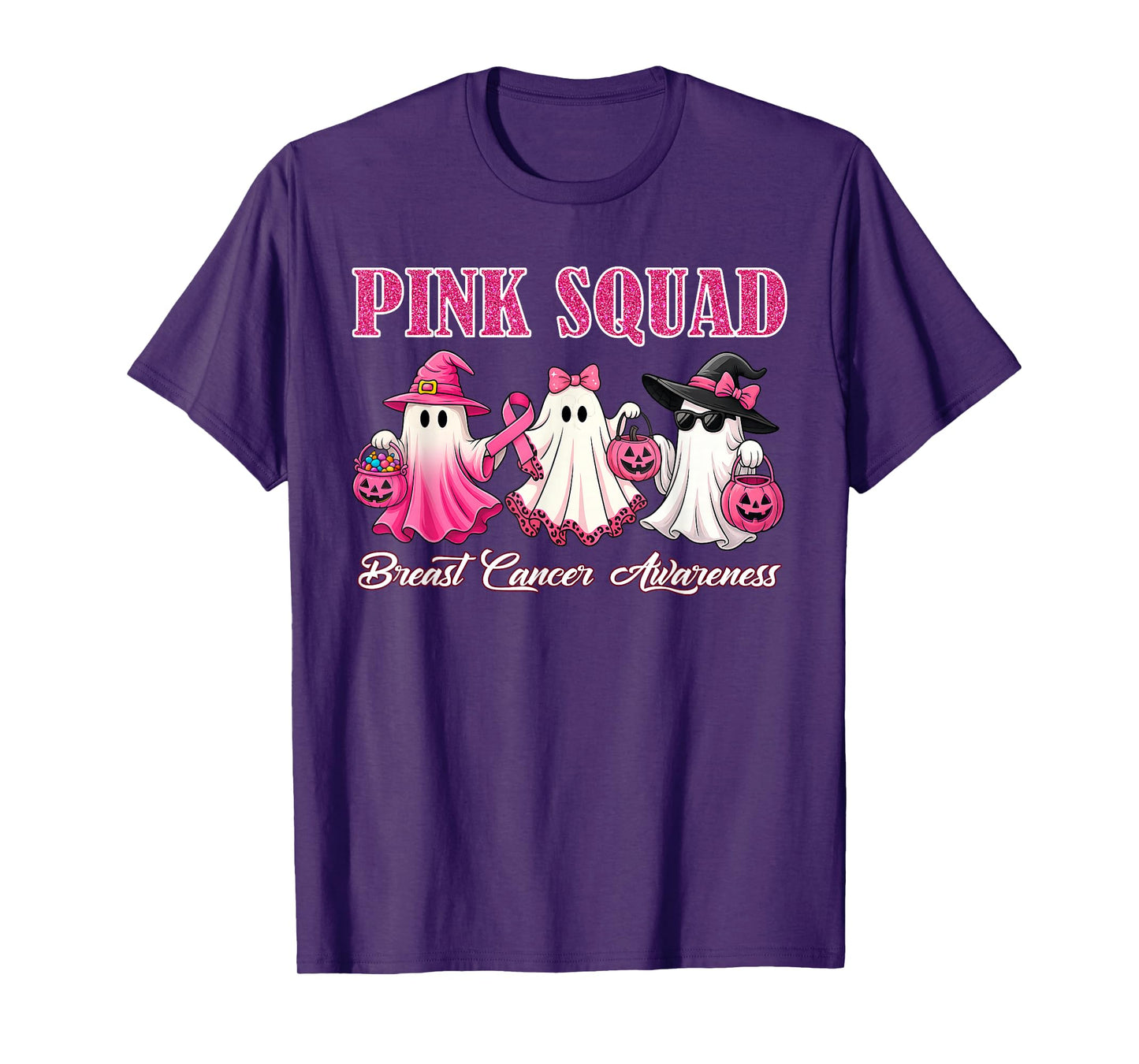 Pink Squad Ghost Breast Cancer Awareness for Kids Girls T-Shirt