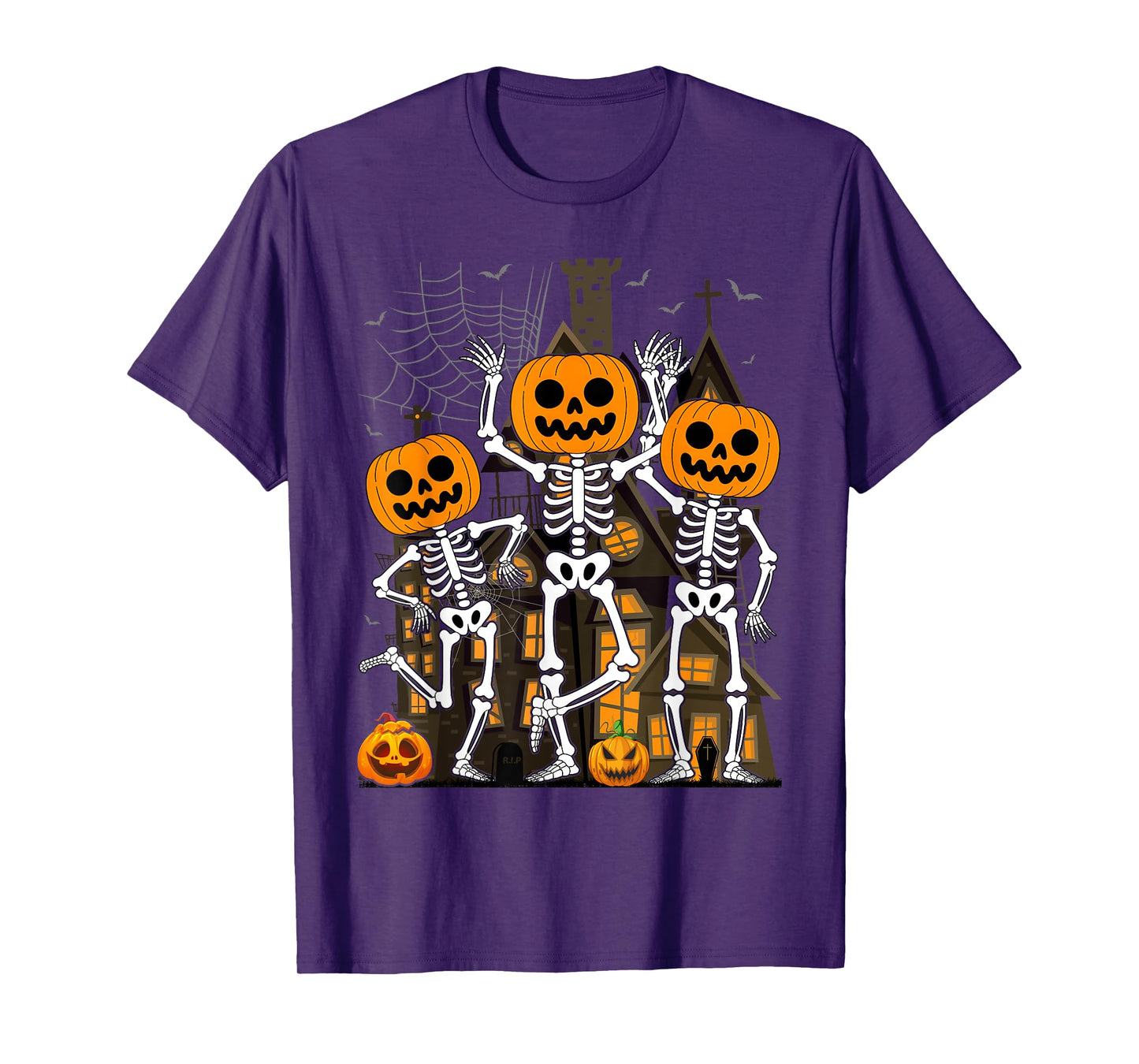 Funny Dancing Skeletons Halloween Pumpkin T-Shirt