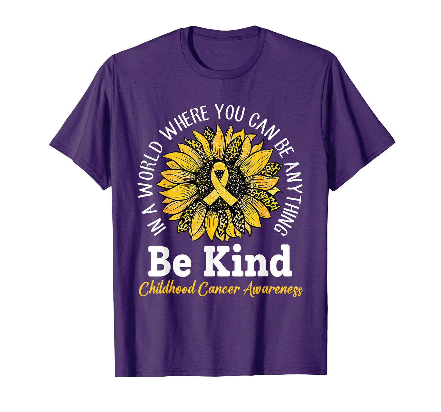 Be Kind Gold Ribbon Sunflower Childhood Cancer Awareness T-Shirt
