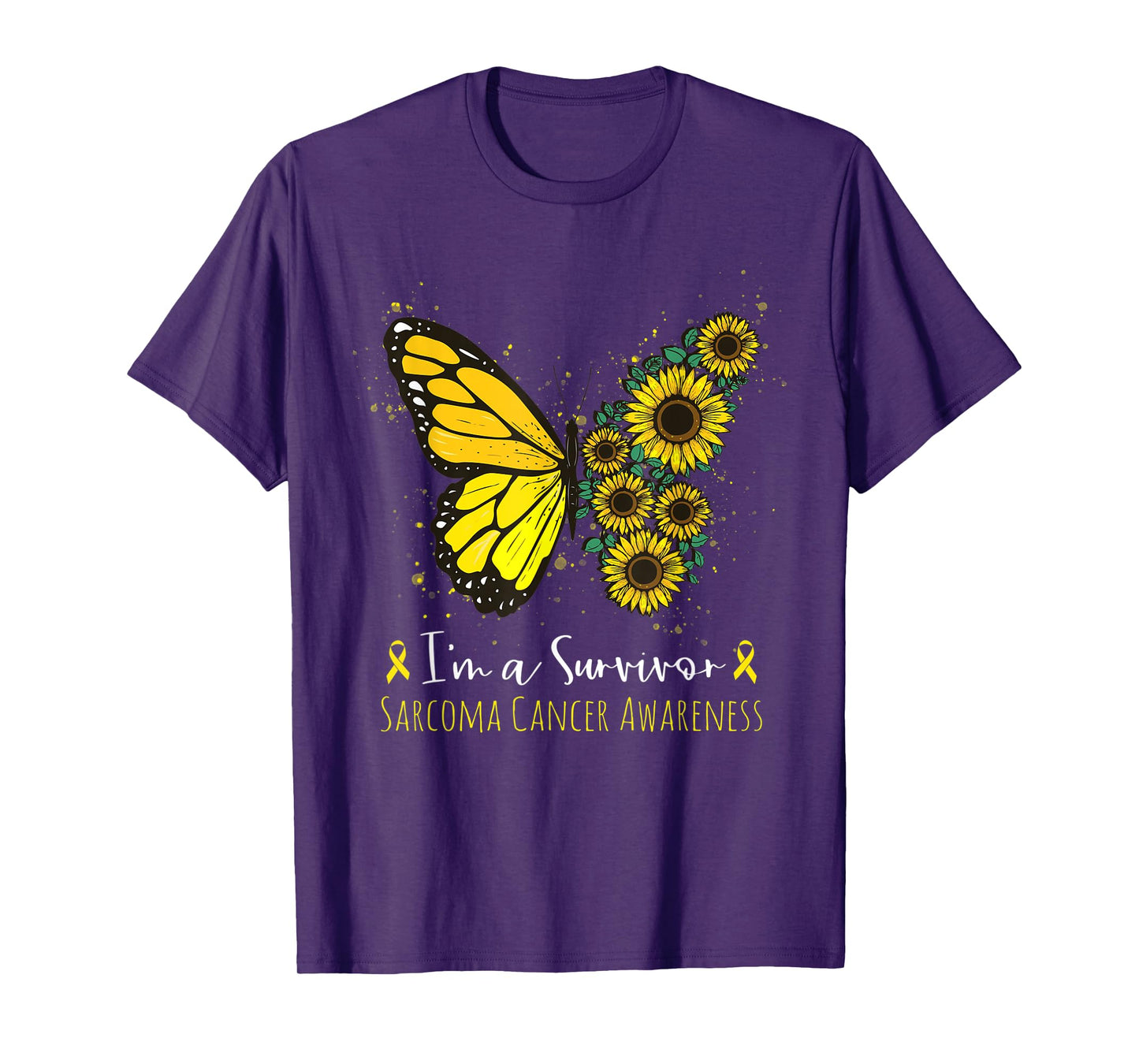 I'm Survivor Sarcoma Cancer Awareness Butterfly Sunflower T-Shirt