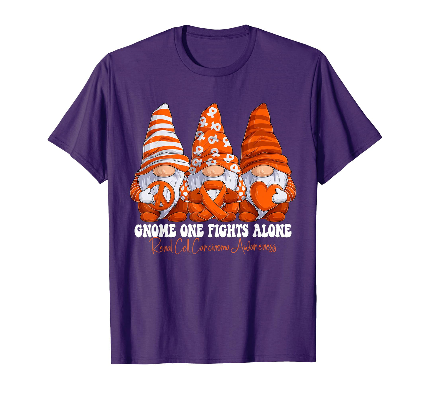 Renal Cell Carcinoma Awareness Month Orange Ribbon Gnomies T-Shirt