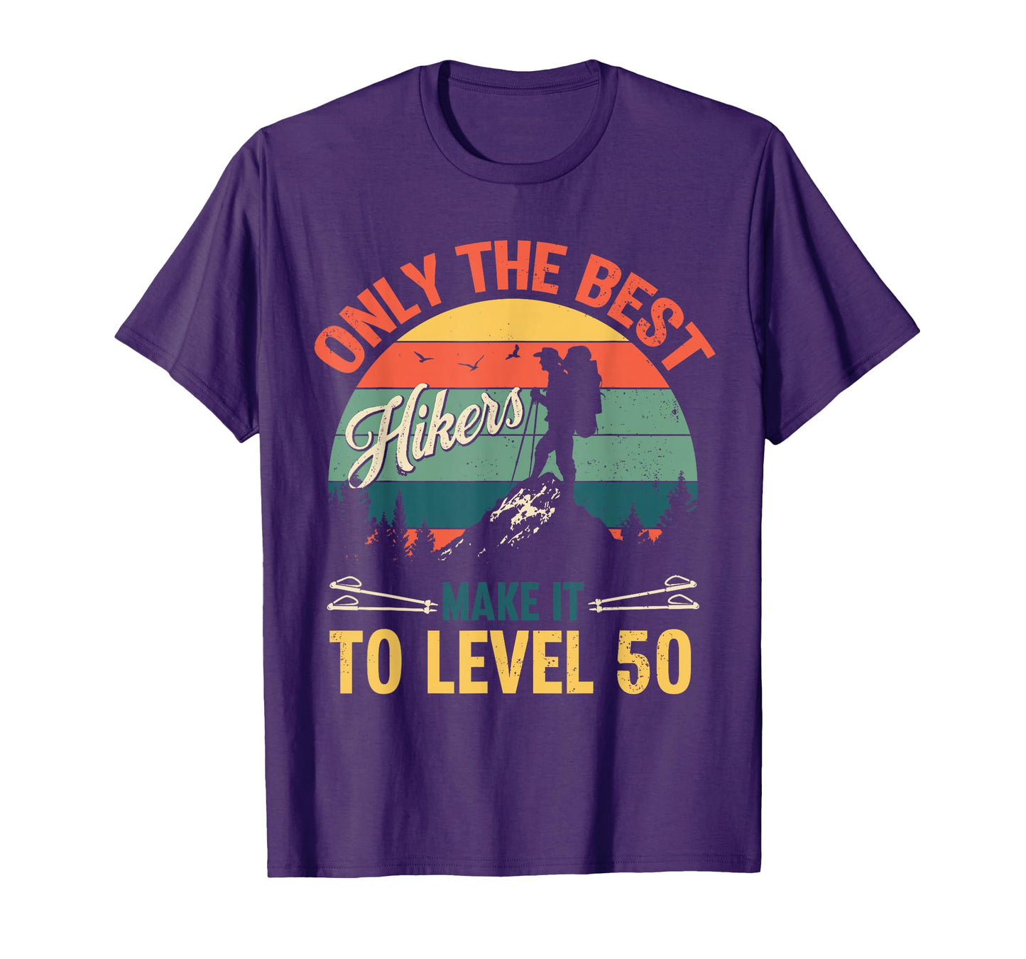 Level 50 Year Old Hiker Vintage 50th Birthday Gift T-Shirt