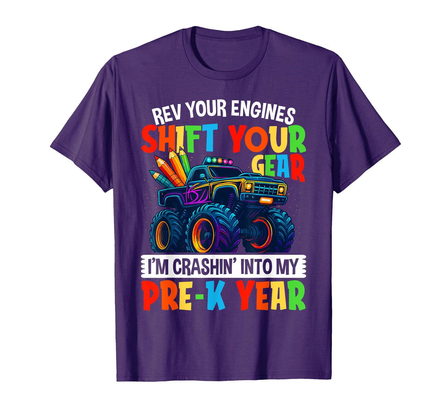 First Day Of School Shirt Pre-K Monster Truck Boys Kids T-Shirt