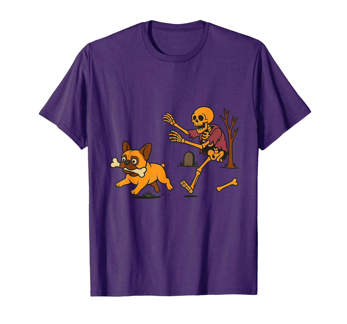 Funny Skeleton Chasing Dog Halloween T-Shirt