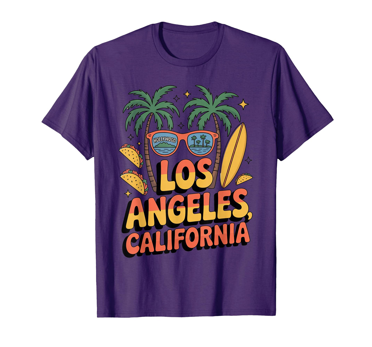 Los Angeles California Palm Trees Surfboard Souvenir T-Shirt