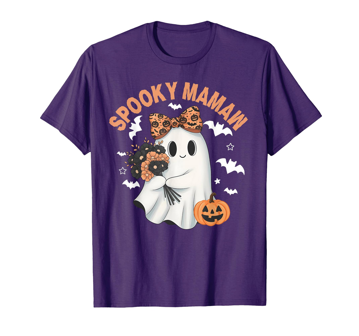 Spooky Mamaw Floral Pumpkin Halloween Women Outfi T-Shirt
