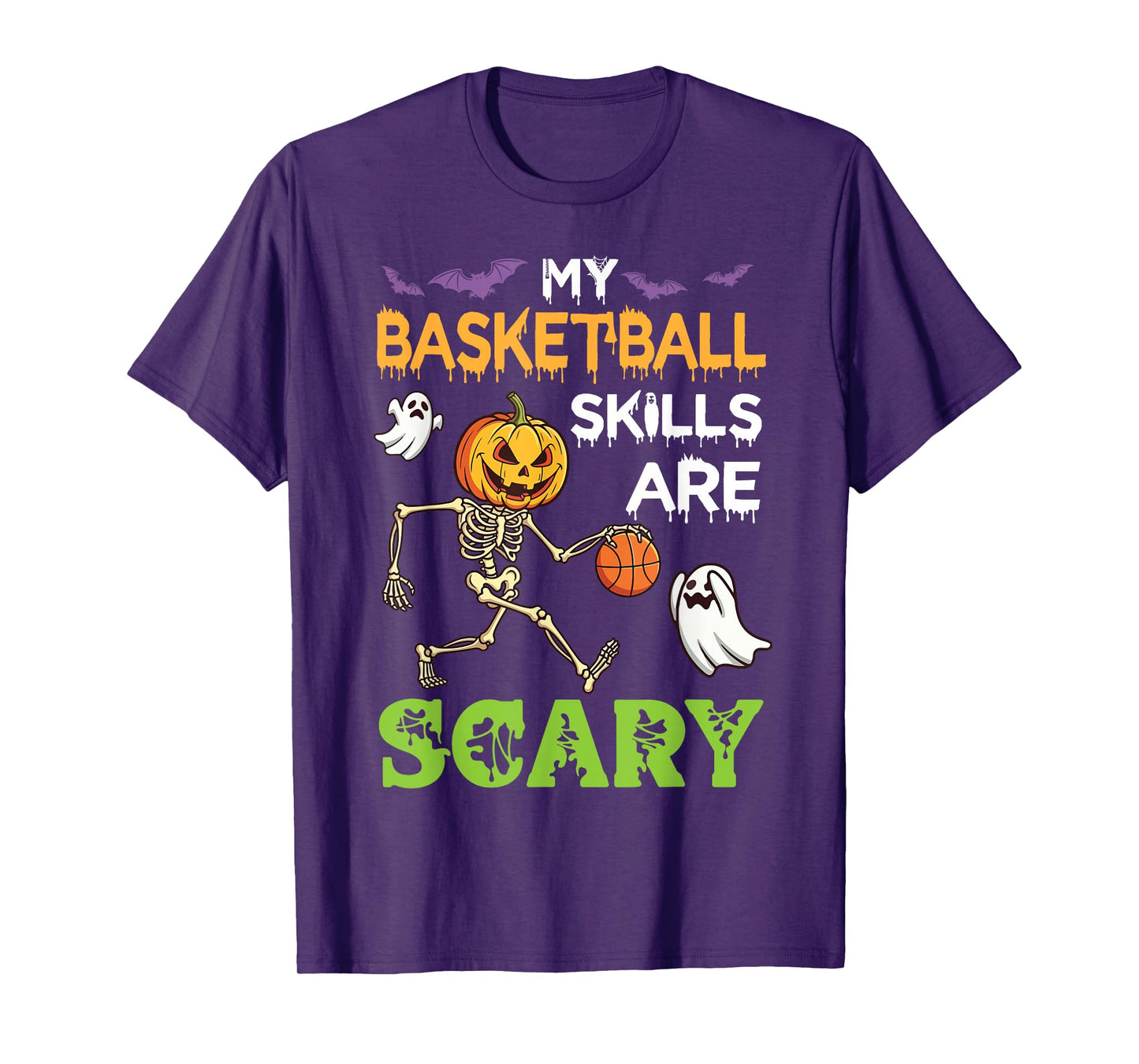 My Basketball Skills are Scary Halloween Pumpkin Skeleton T-Shirt