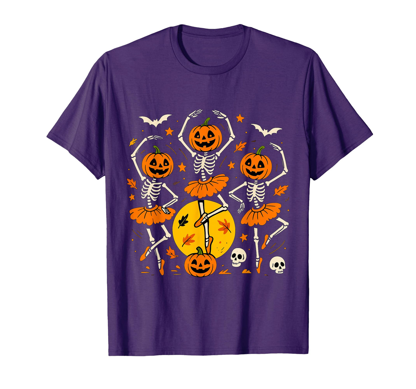 Ballet Pumpkin Skeleton Scary Halloween Men Women Boys Girl T-Shirt