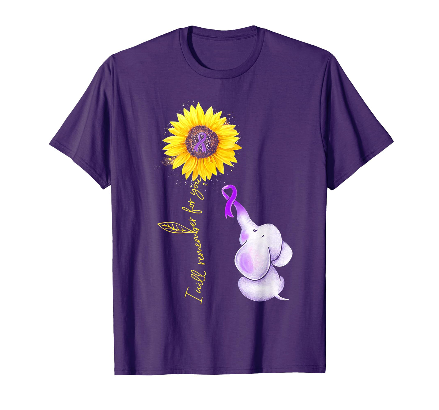 Elephant I Will Remember For You Sunflower Alzheimer T-Shirt