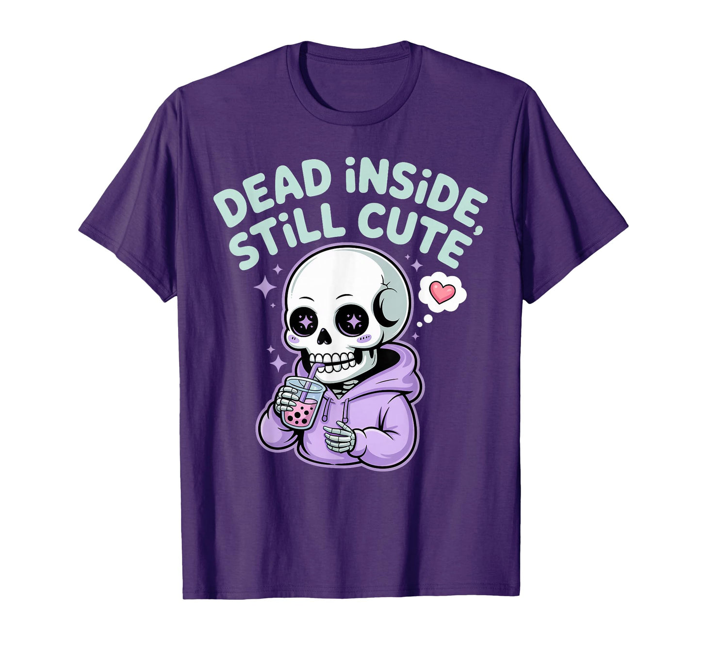 Dead Inside Still Cute Skeleton Boba Sipping T-Shirt