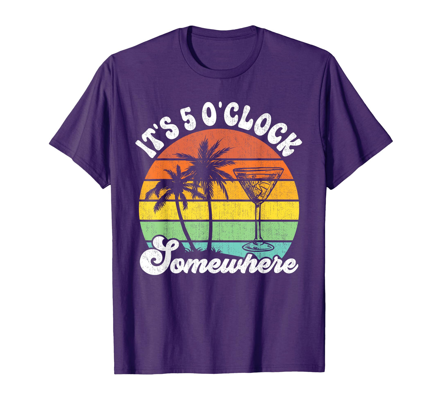 Vintage Coconut Tree Funny It's 5 O'clock Somewhere T-Shirt
