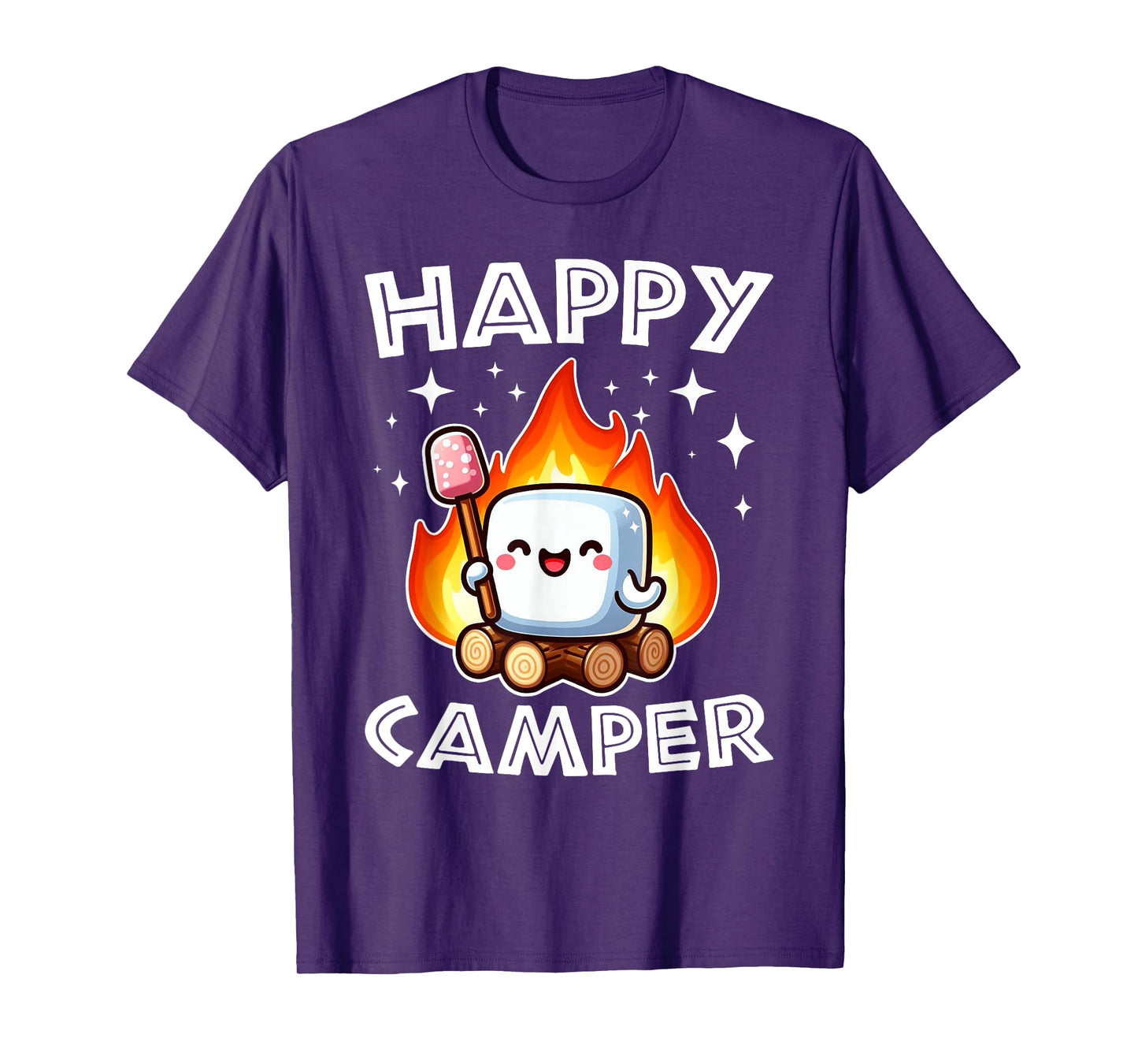 Happy Marshmallow Camper Cute Kids Girls Camp Camping Smores T-Shirt