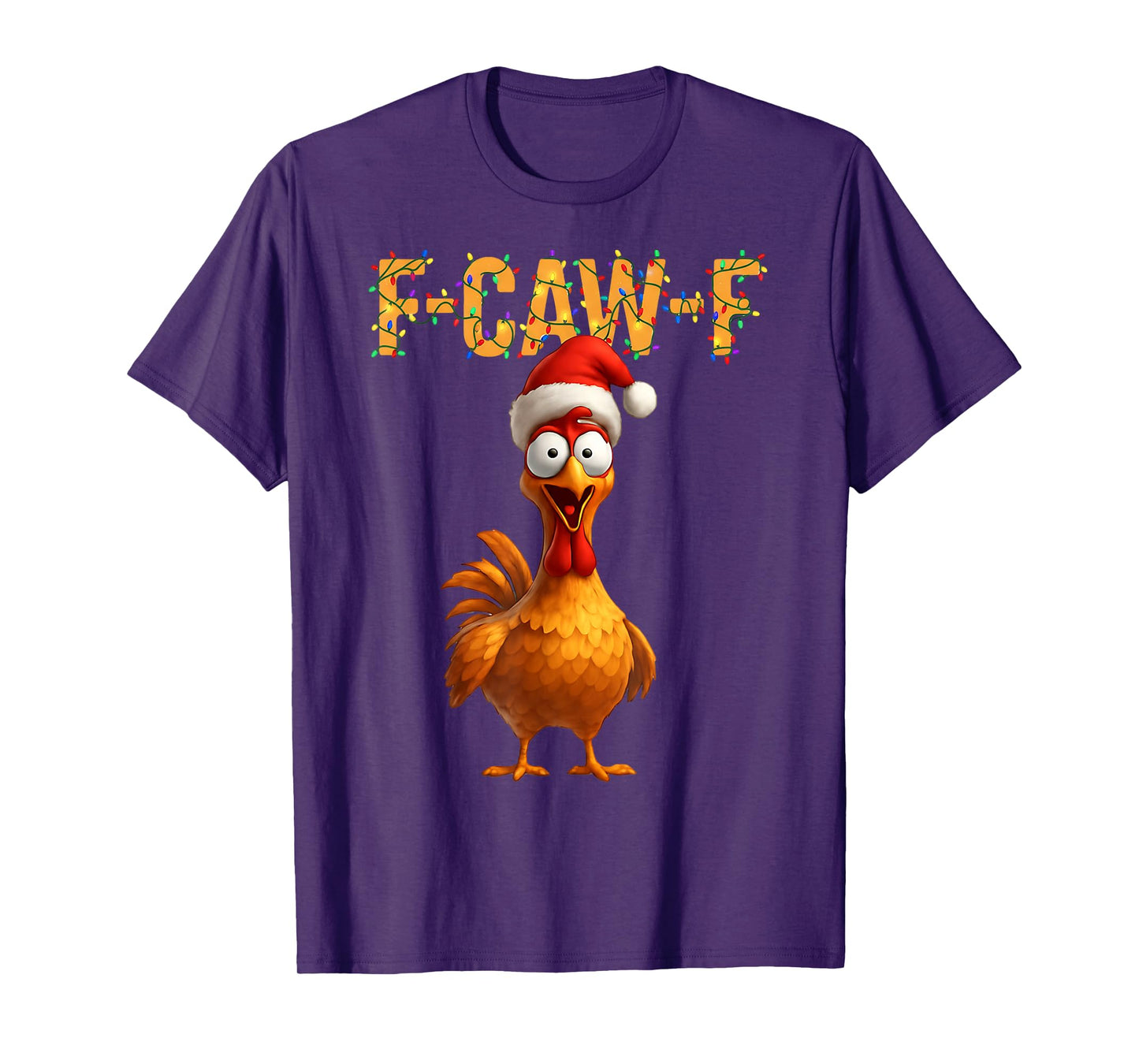F-Caw-F Xmas Chicken FCAWF Humour Santa Hat Christmas Chicken T-Shirt