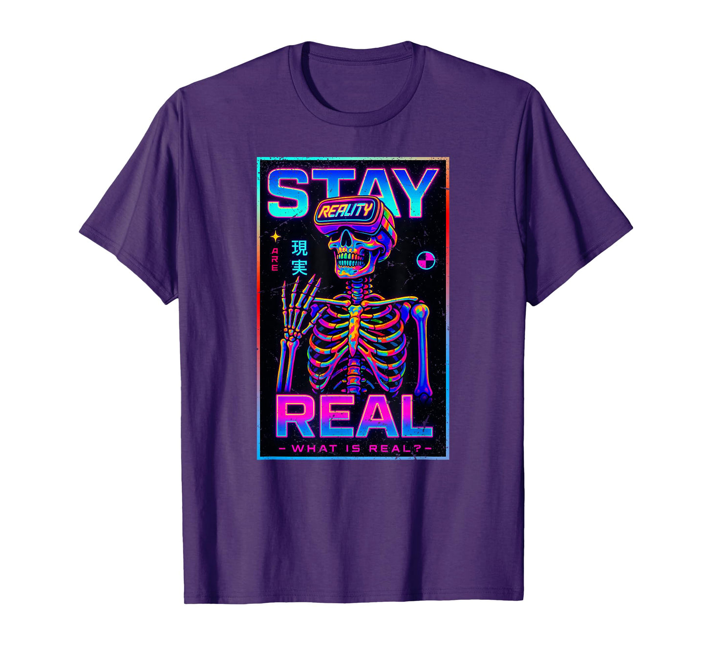 Skeleton Halloween VR Stay Real Colorful Boys Girls Kids T-Shirt