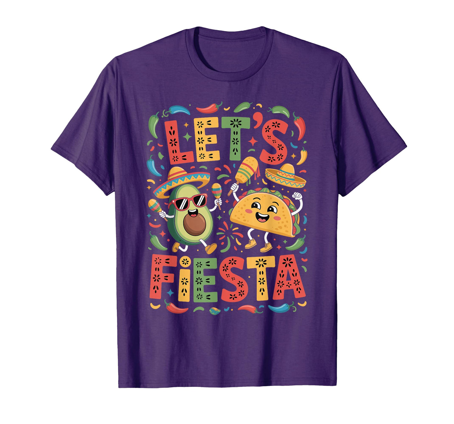 Let’s Fiesta Sombrero Avocado Taco Cinco De Mayo T-Shirt