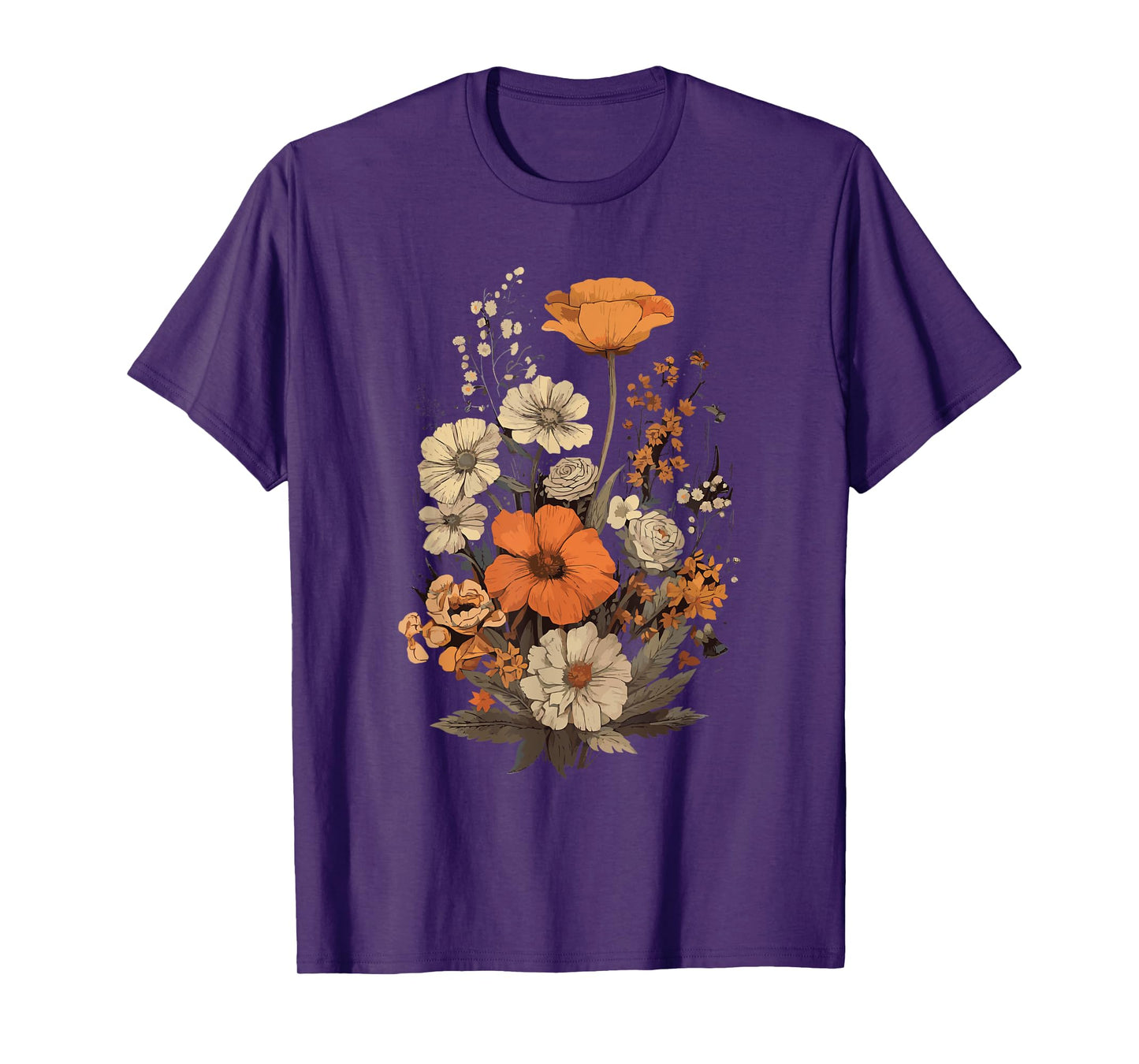 Vintage Flowers Floral Pressed Flower T-Shirt
