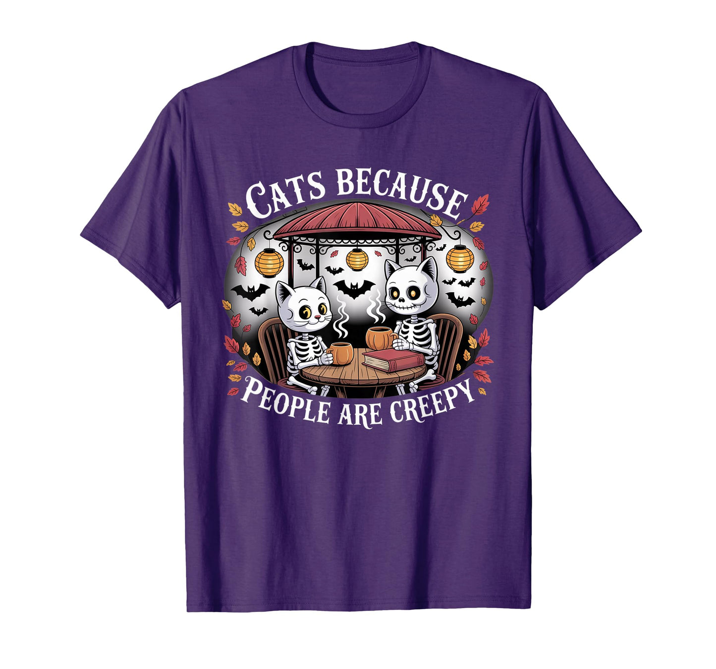 Cats Because People are Creepy Ghost Halloween Cat Mom Kids T-Shirt